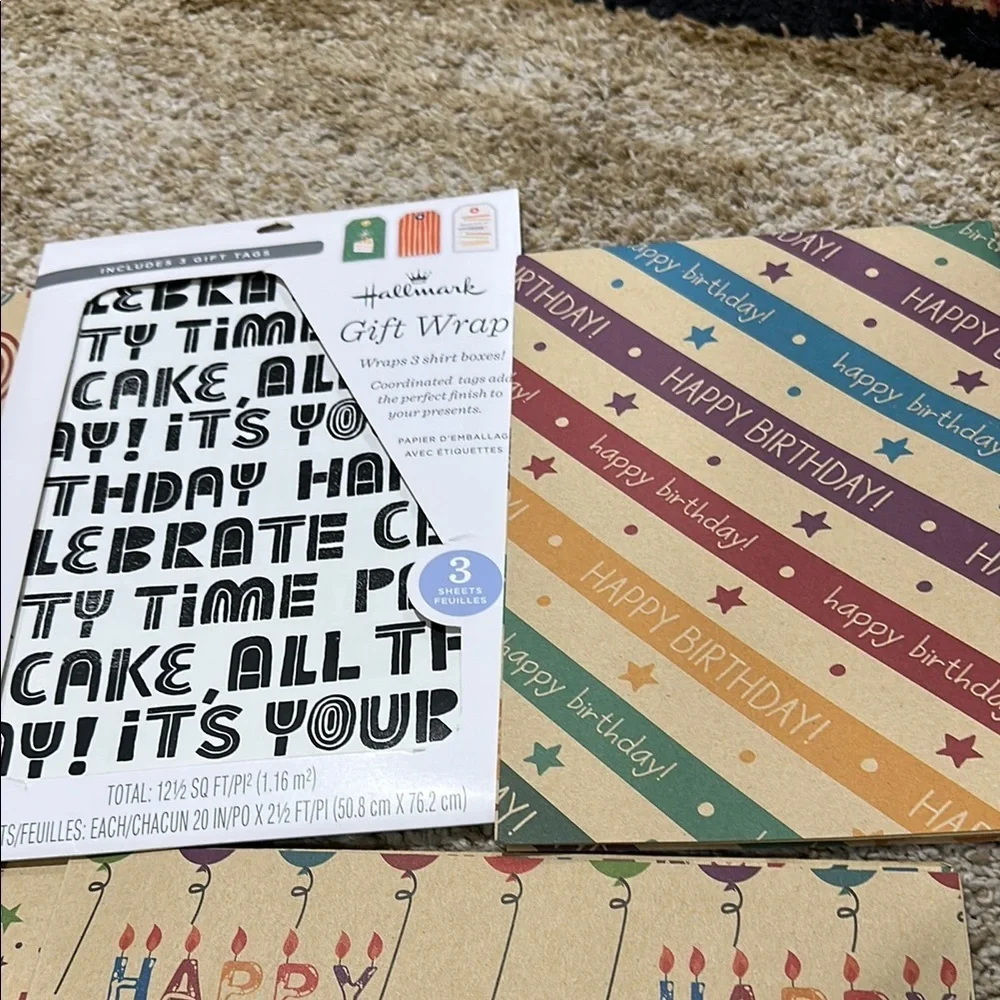 Hallmark & More Gift Wrap Set with Tags and Twine 9 sheets of Wrapping NWT